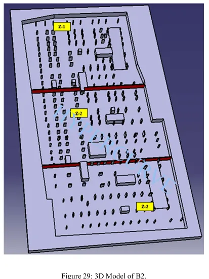 Basement 2 three-dimensional car park model with three zones